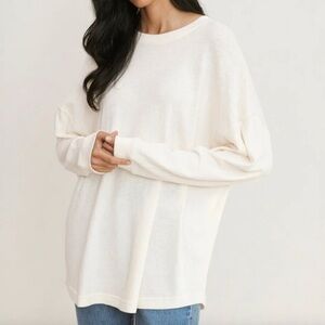 Jenni kayne long-sleeve boyfriend tee in ivory